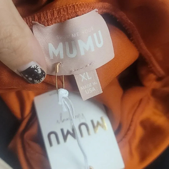 Show Me Your MuMu Verona Cowl Dress in Burnt Orange Luxe Satin - Picture 10 of 10